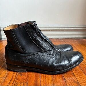 Custom Ostrich Leather Boots by Der Dau New York, Black (approximate sz 10.5/11)